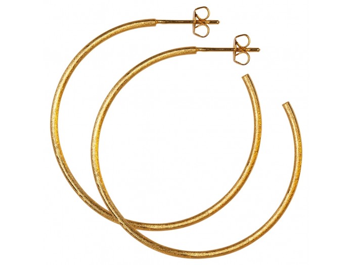 LULU Ear Stud  Non Hoops Large Pair Brushed Gold 