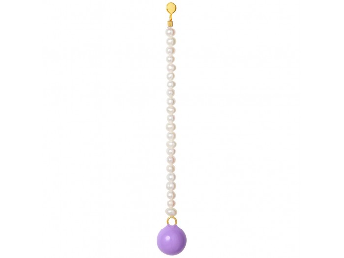 LULU Ear Stud  Topping Long Pearls Purple Pink 1Pcs