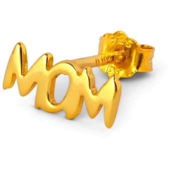 LULU Ear Stud  Word Mom 1 pcs - Gold plated